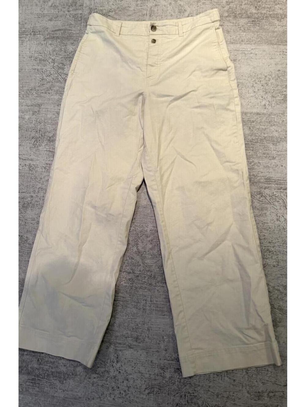 DOEN Cream White Button Fly Cotton Trousers sz 12 quiet luxury cottage core